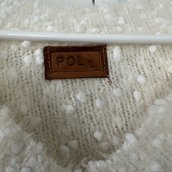 POL V-neck Teddy Pullover Sweater Soft In Ivory Womens Size Large Anthropologie - Picture 4 of 9